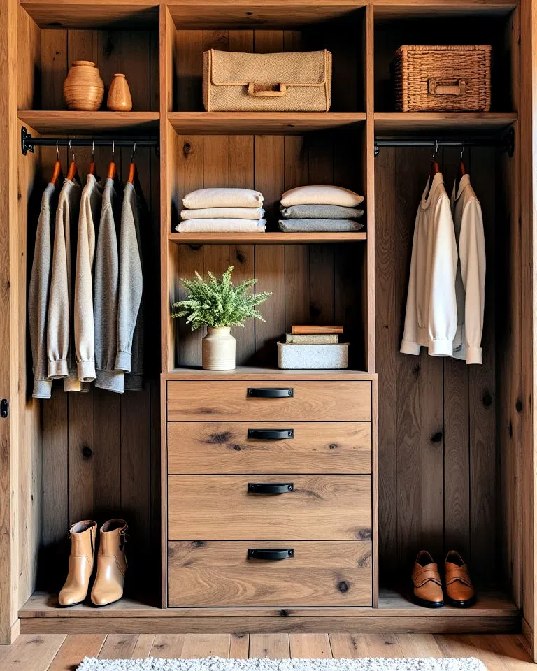 reclaimed wood closet shelving