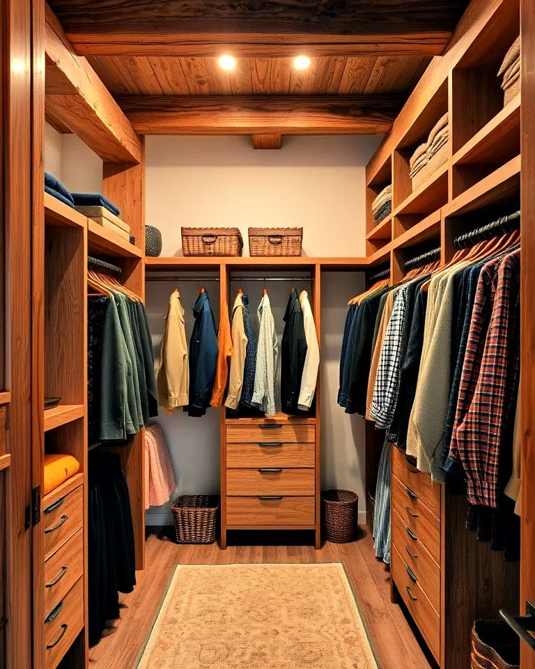 rustic closet exposed wooden beams