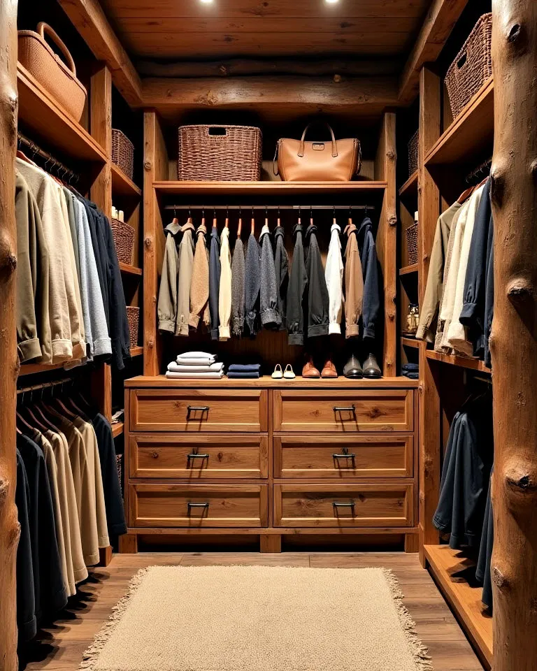 log cabin rustic closet aesthetic