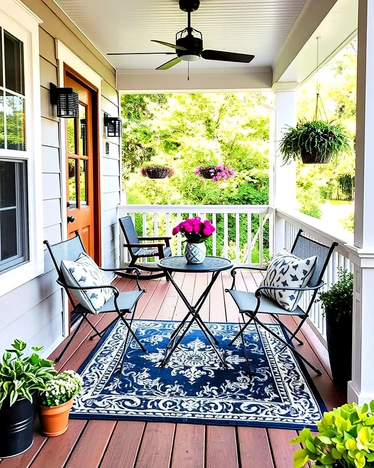 small porch deck with bistro set