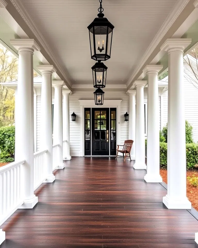 traditional front porch deck with columns