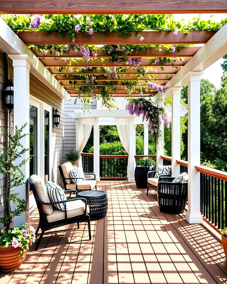 pergola covered front porch deck