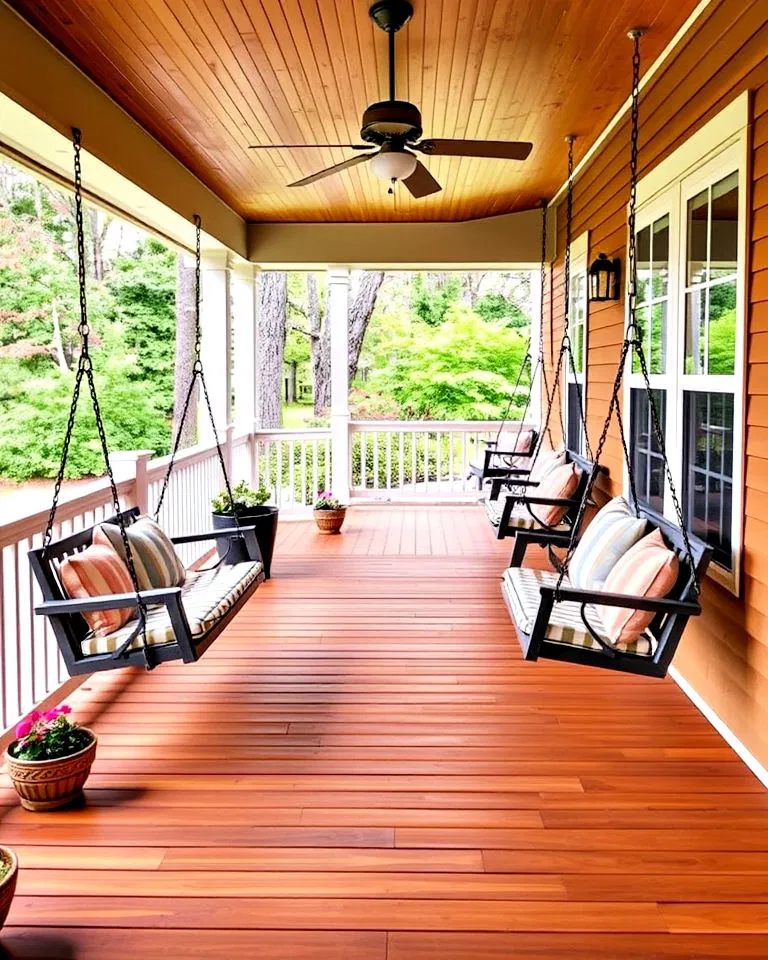 wraparound deck with swing chairs