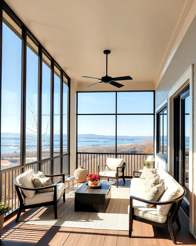 modern glass enclosed porch deck