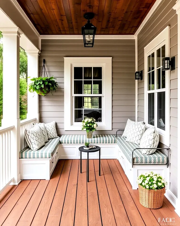 elegance porch deck with built in seating