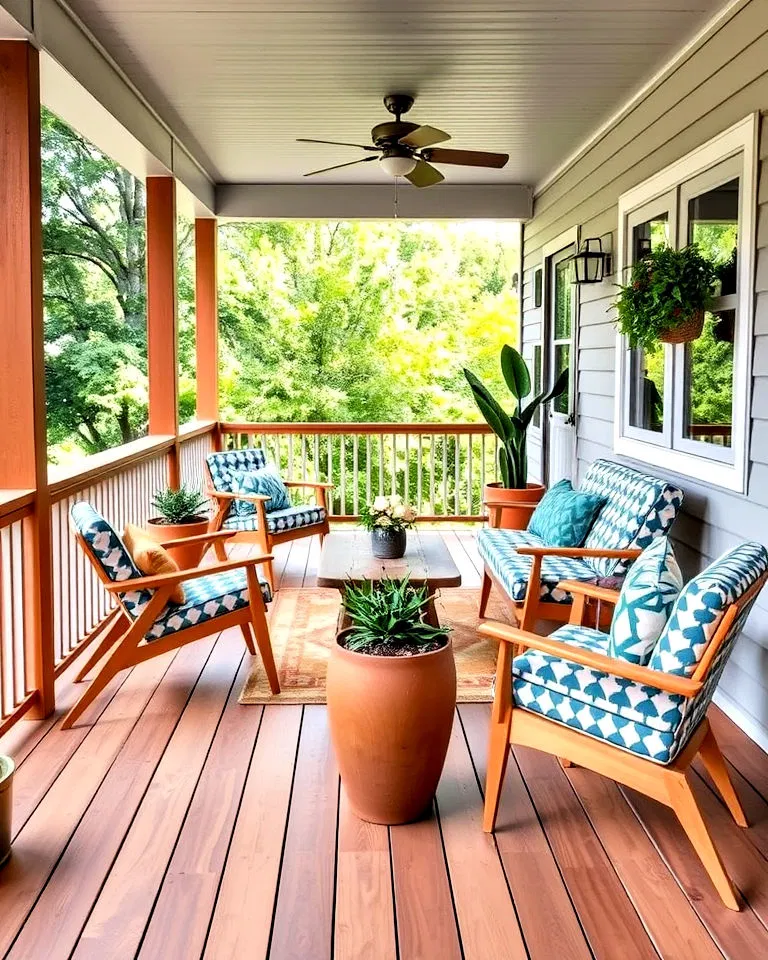 mid century modern porch deck