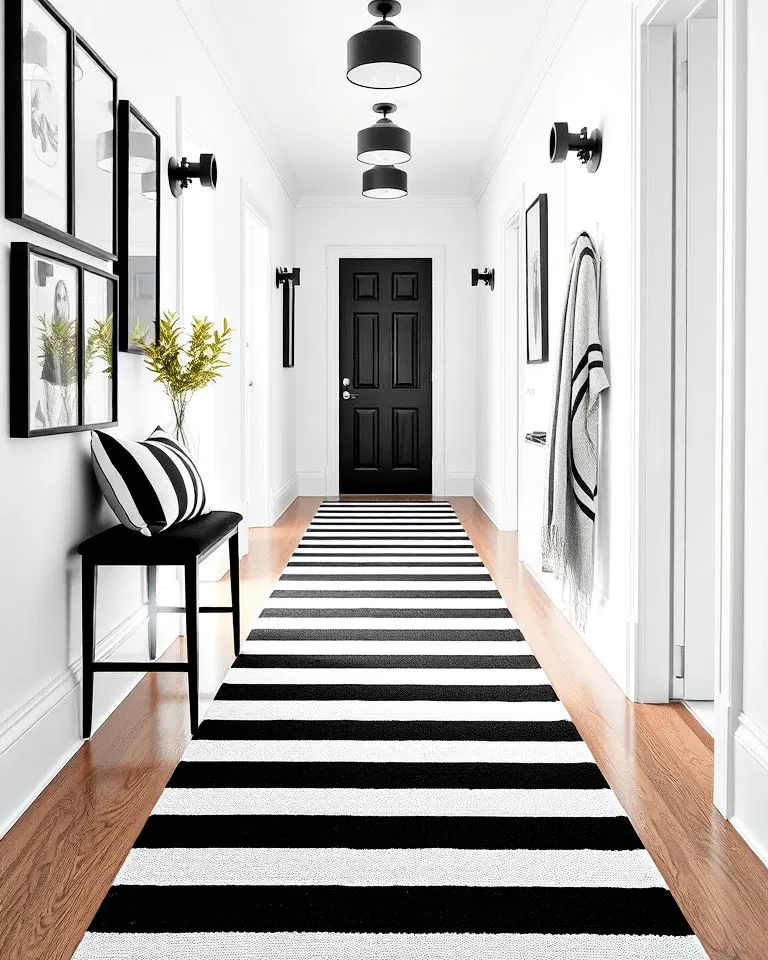 dynamic striped hallway runner