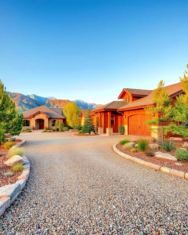 Gravel driveway with stone edging in Colorado