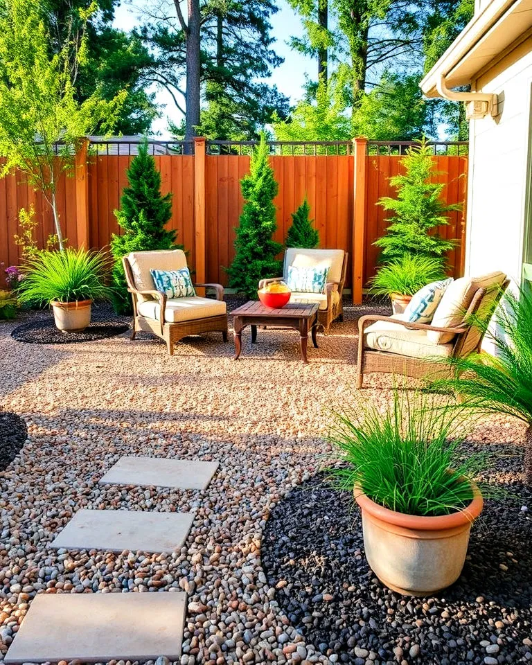 Decomposed granite patio with outdoor furniture
