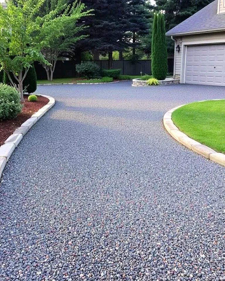 Decomposed granite driveway with stone borders