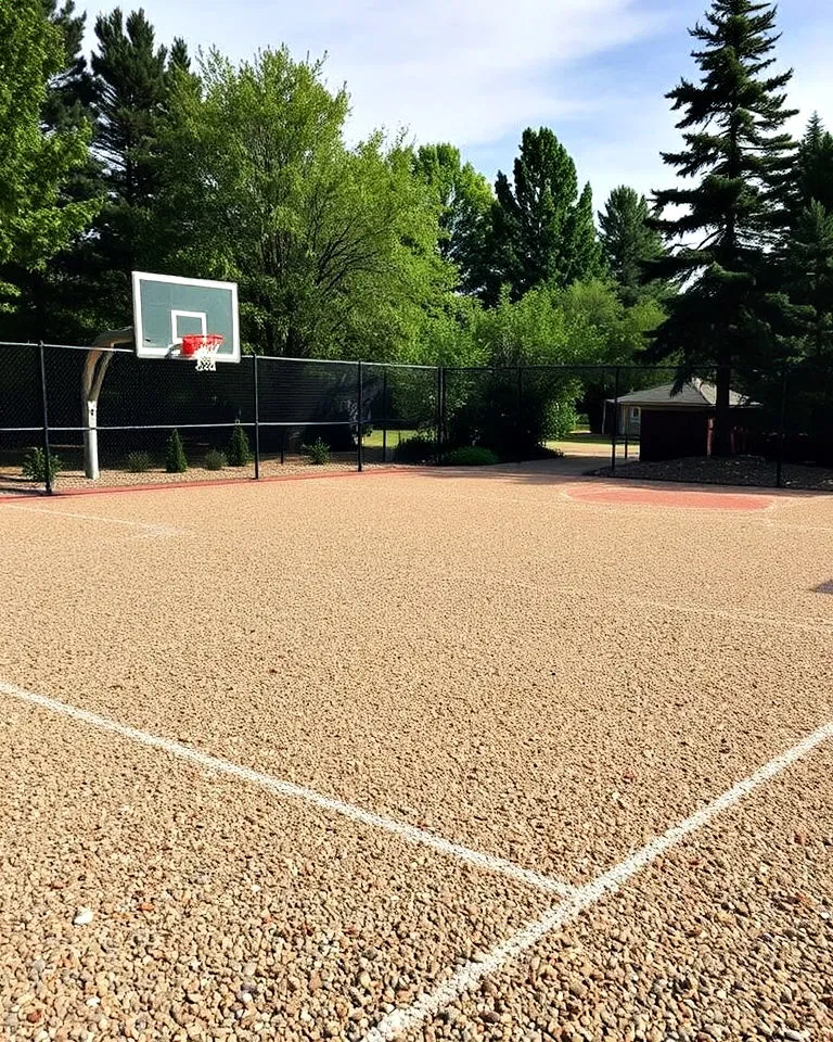 Decomposed granite basketball court