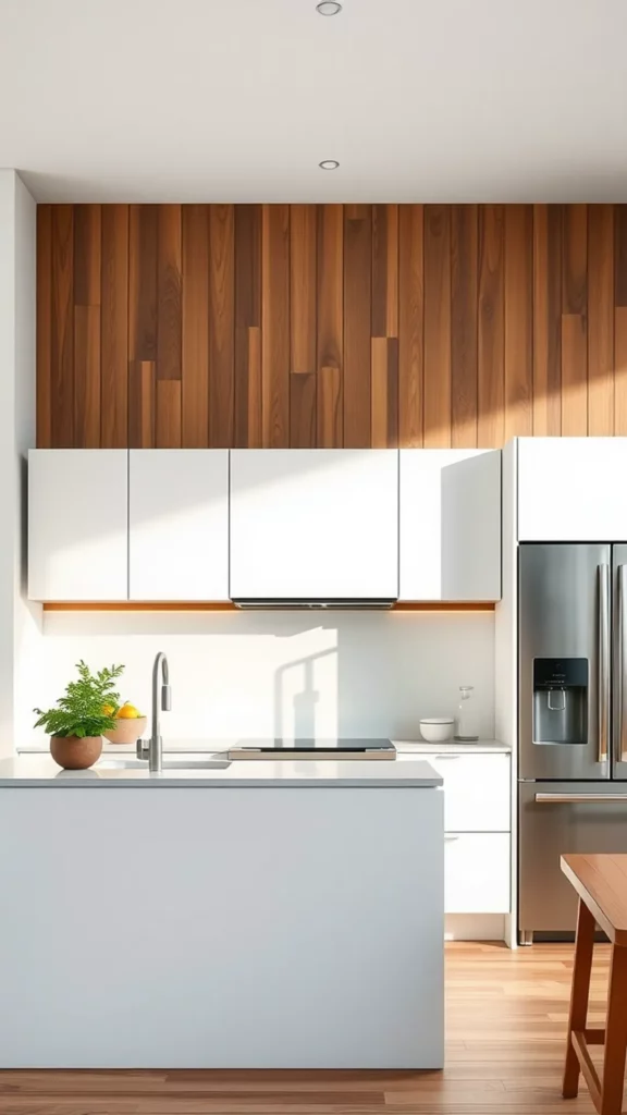 Floating kitchen cabinets creating spacious feel