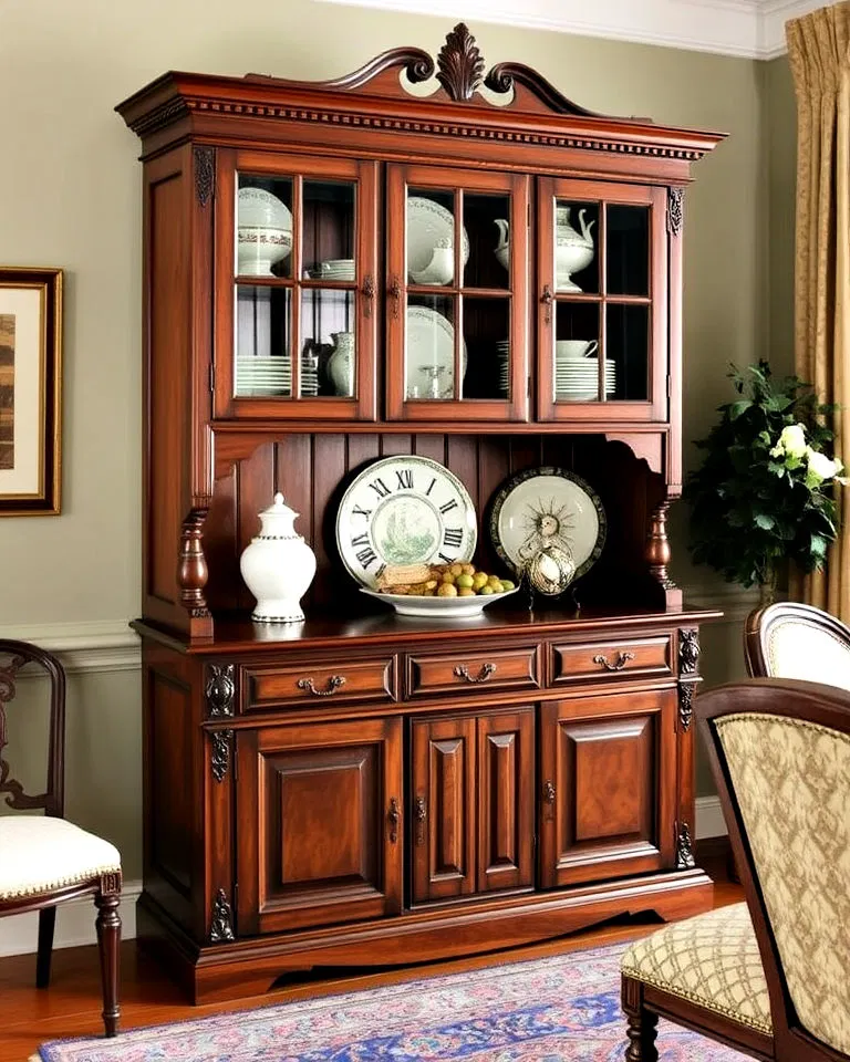 antique wooden hutch for a timeless look