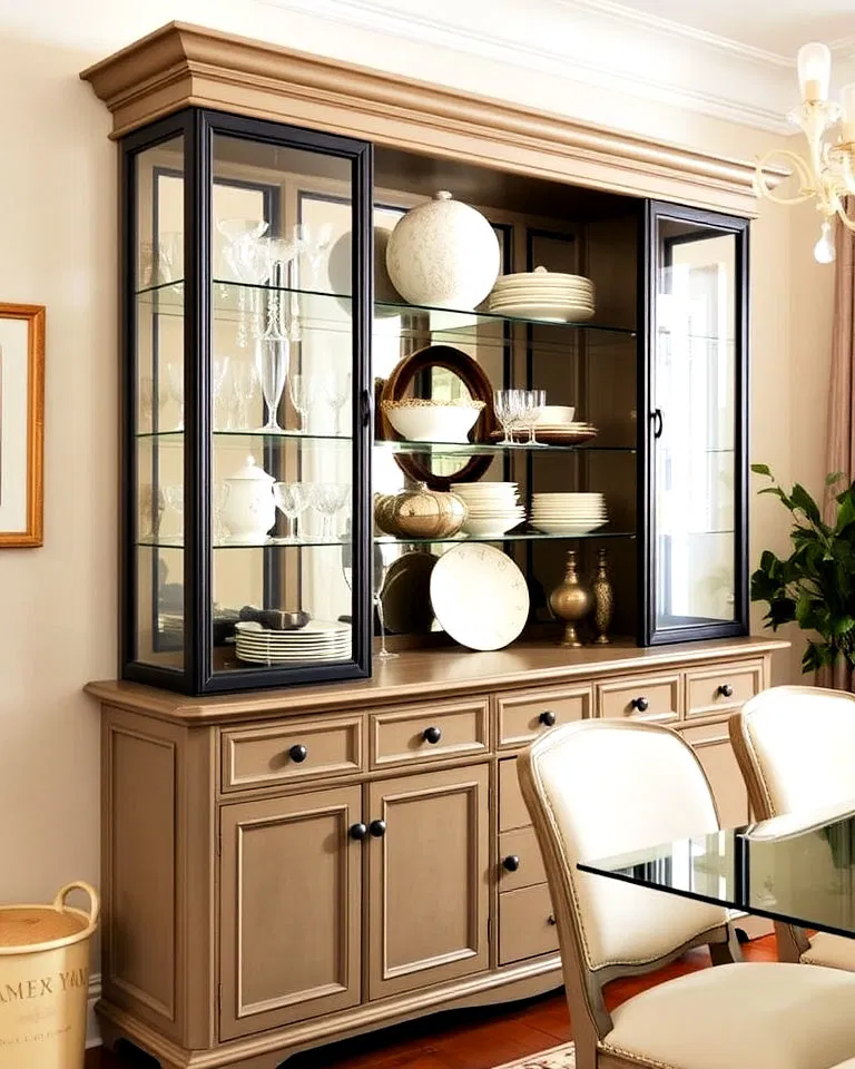 hutch with glass shelving for elegance