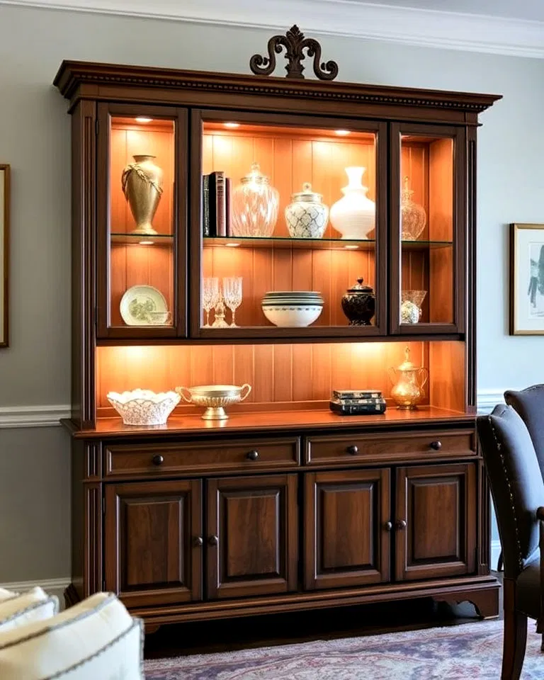 hutch with lighting for display