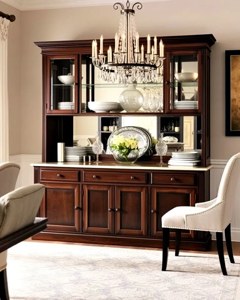 hutch with mirrored backing for extra depth