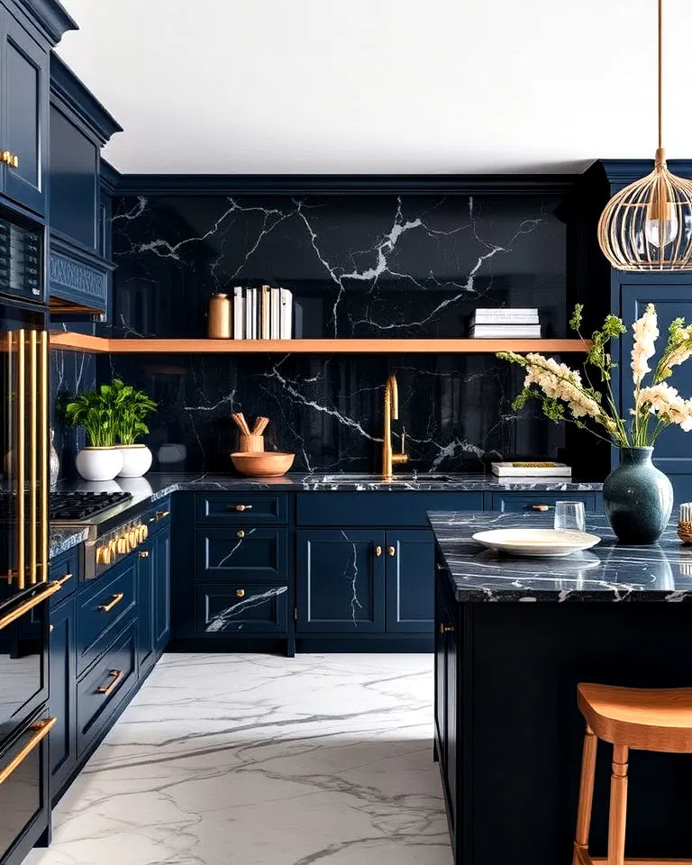 elegant navy marble countertops