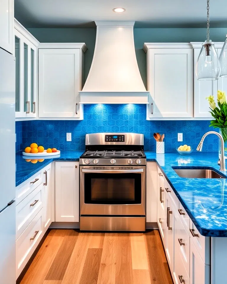 vibrant blue quartz countertops
