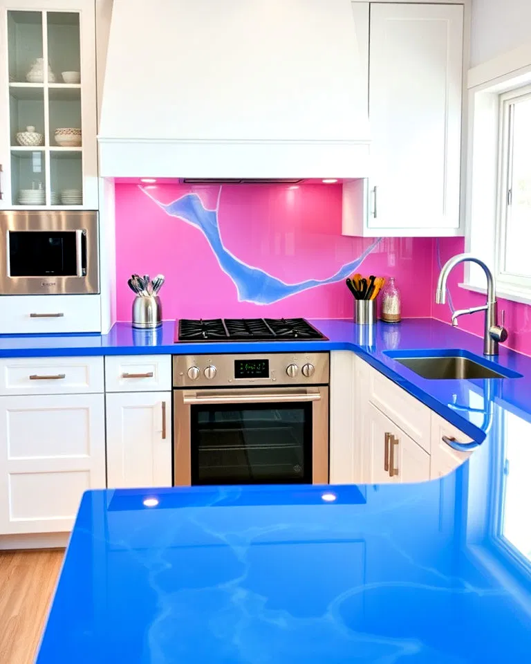 bold electric blue epoxy countertops