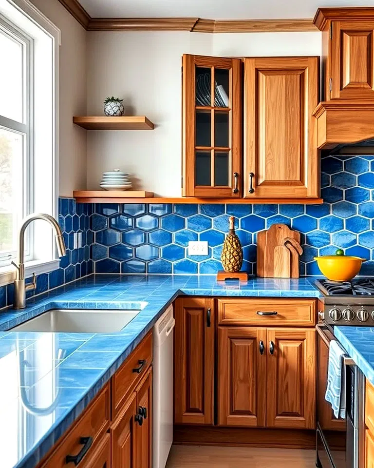vivid cerulean blue ceramic tile countertops