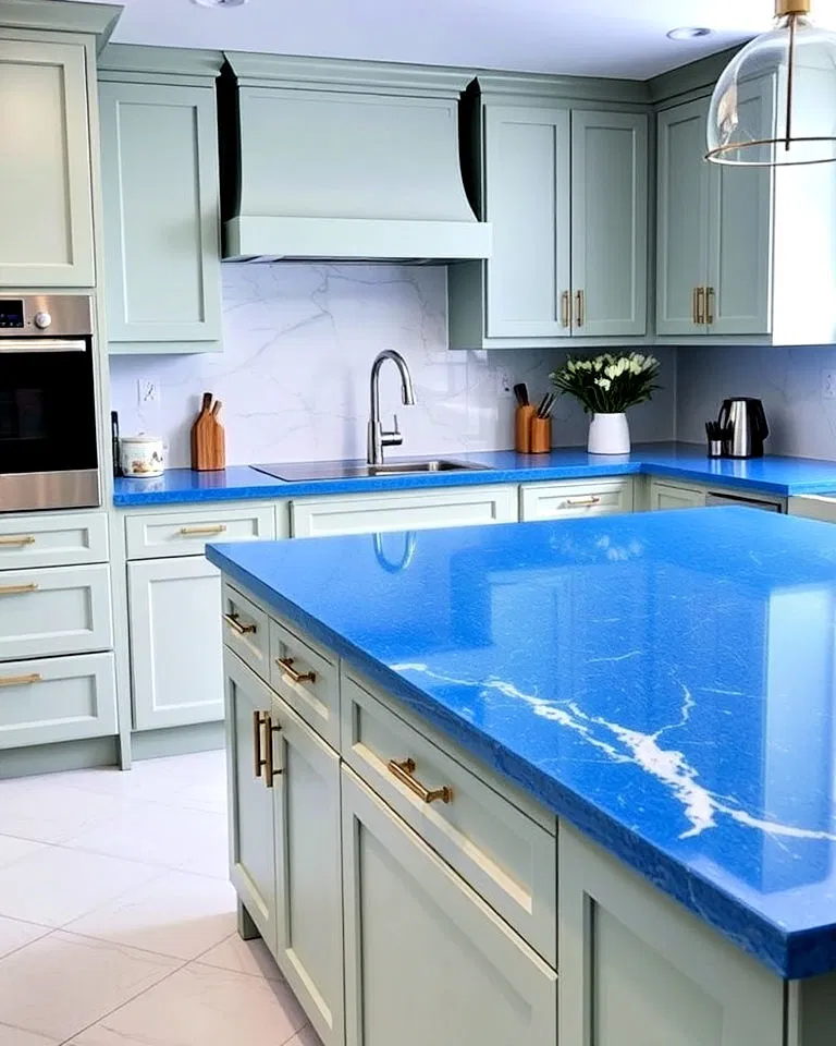 refreshing azure blue quartz countertops