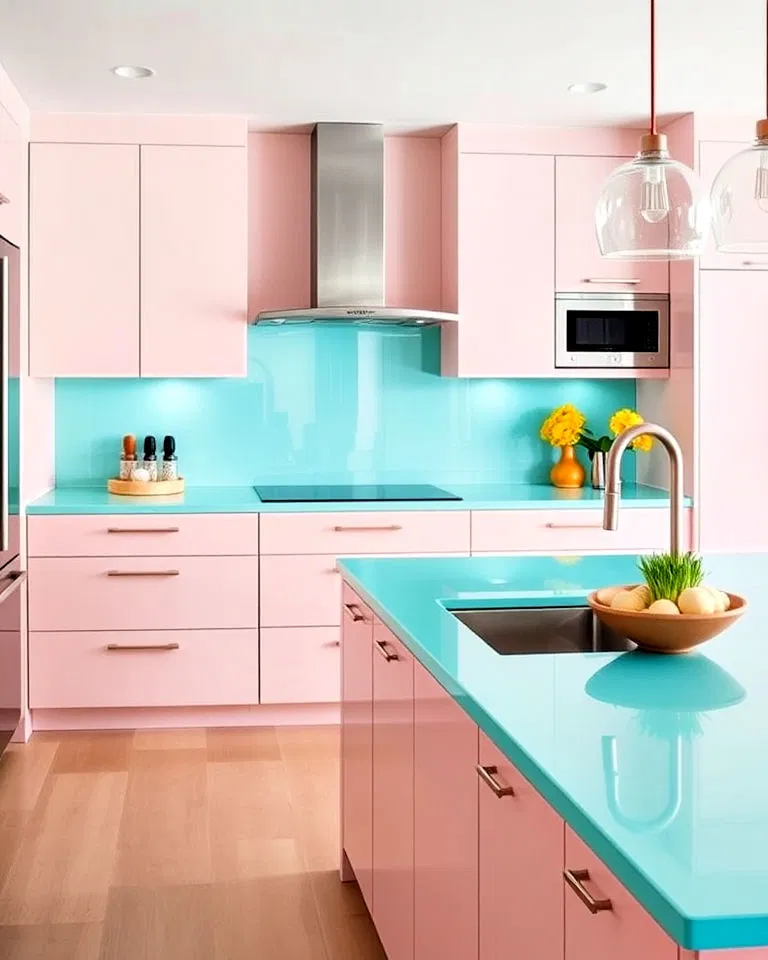 modern turquoise glass countertops