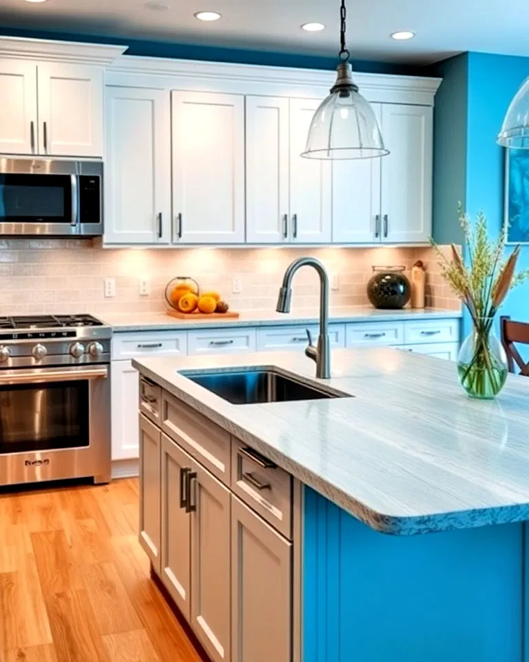 unique aqua blue butcher block countertops