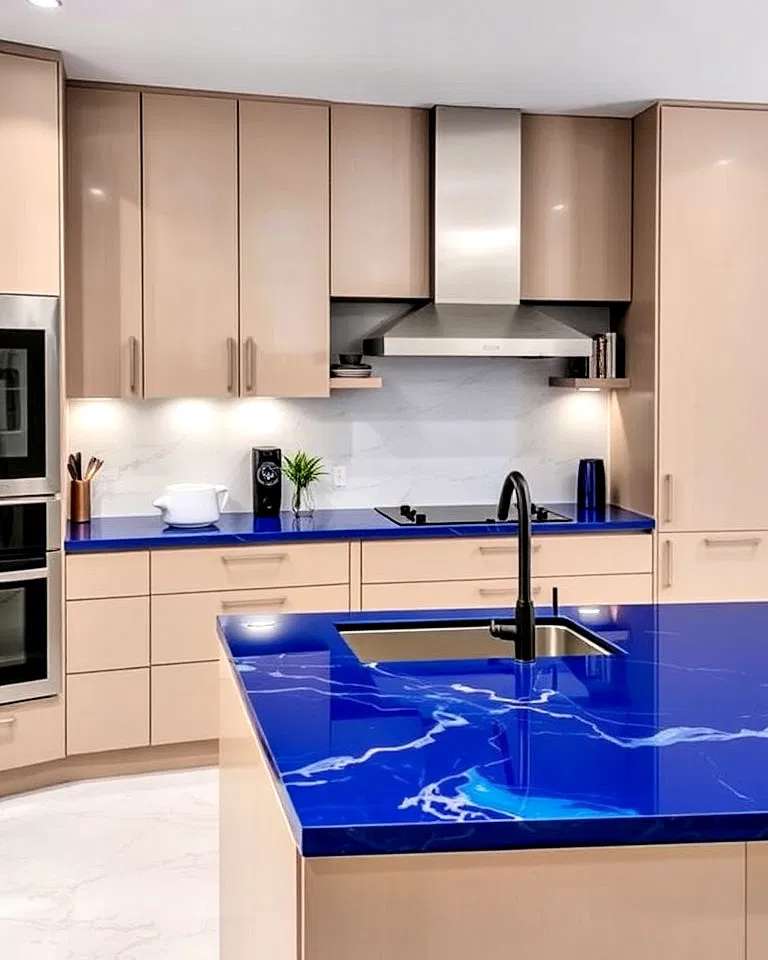luxurious indigo blue resin countertops
