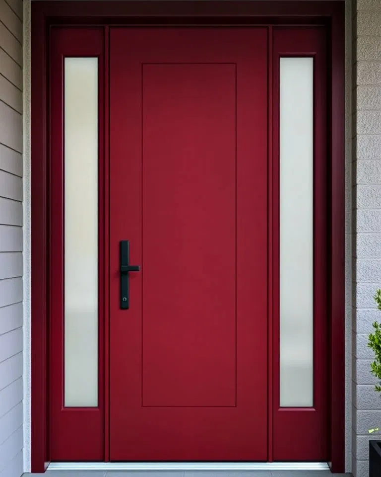 Modern minimalist dark red front door