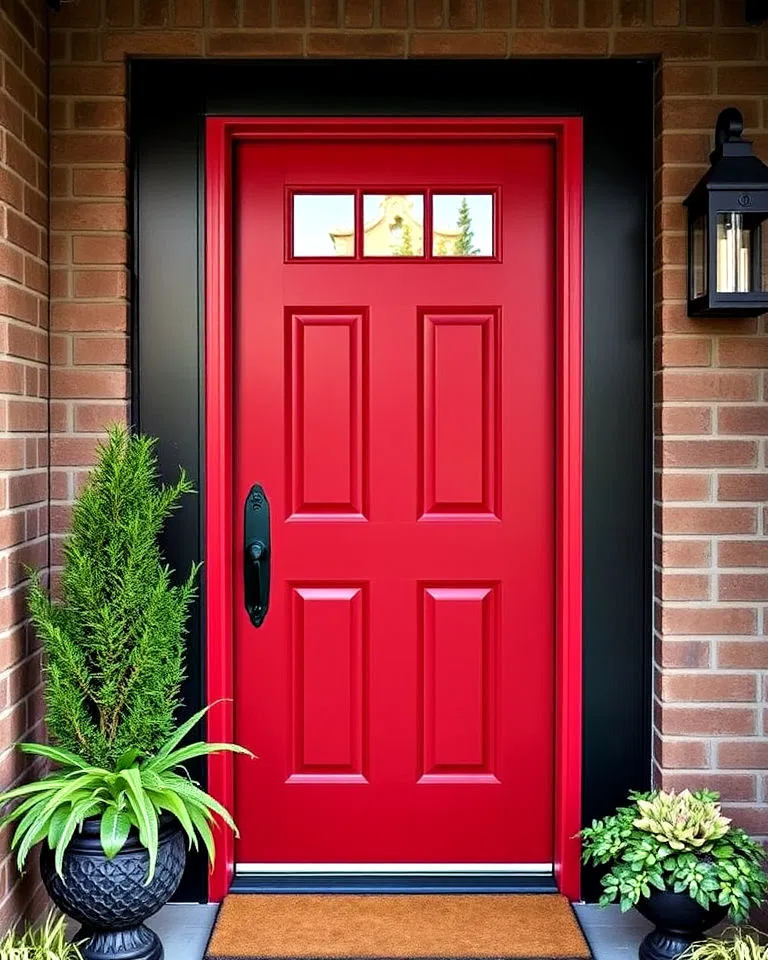 Two-tone dark red front door
