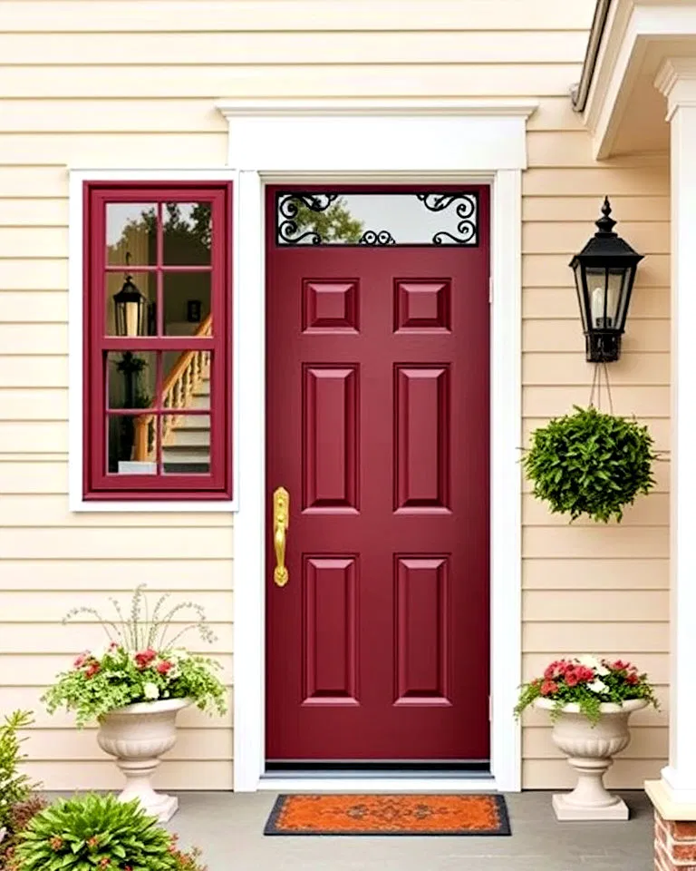 Burgundy red door with classic appeal