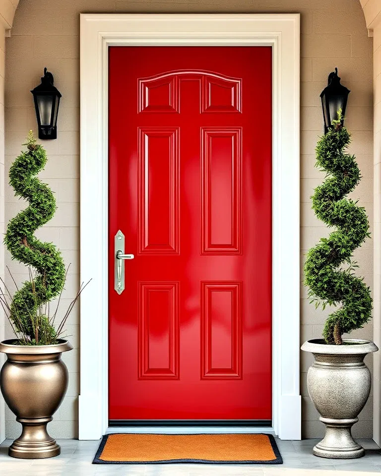 Red door with a shiny high-gloss finish