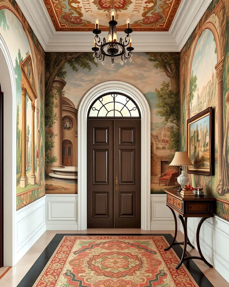 Fresco-inspired wall art in Italian interiors