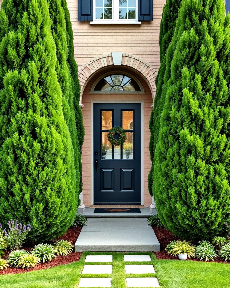 Enhance entrances with arborvitae - Evergreen Landscaping Ideas