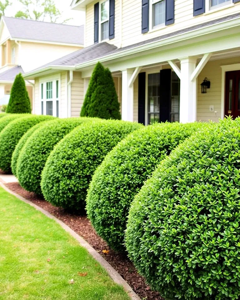 Modern boxwood hedge border - Evergreen Landscaping Ideas