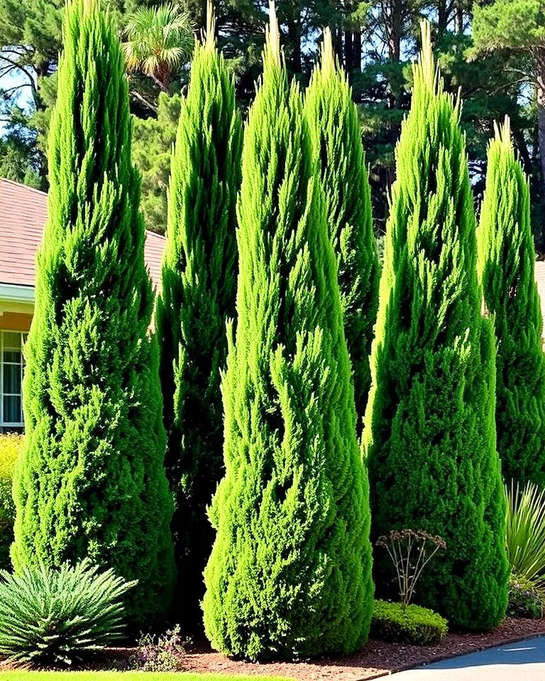 Cypress trees for vertical interest