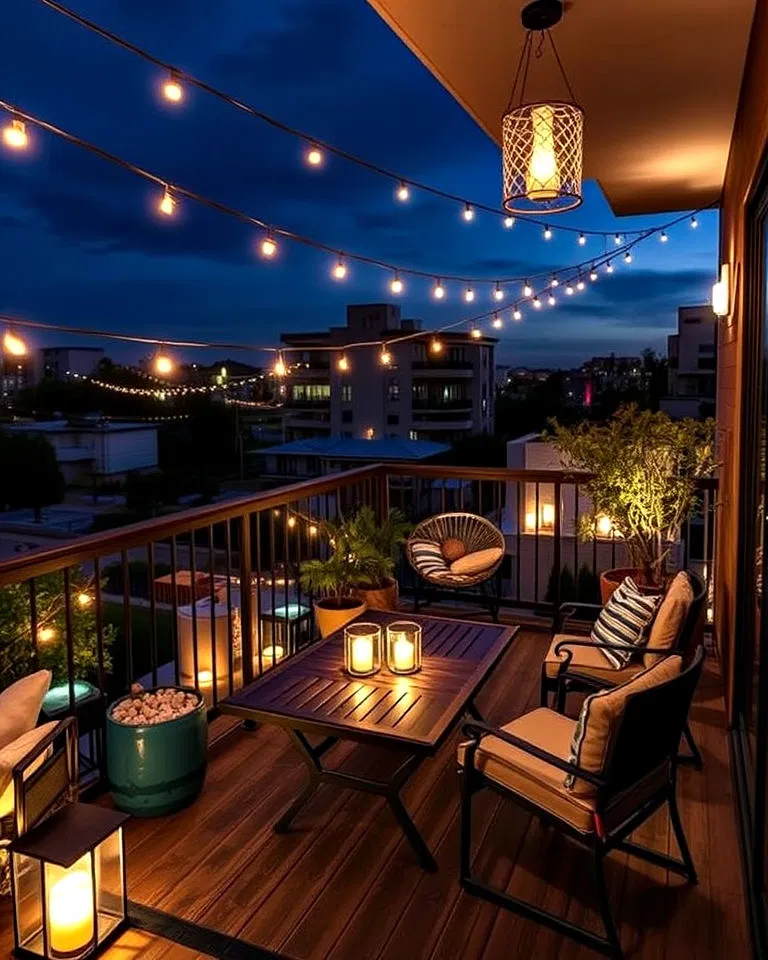 Balcony with layered lighting