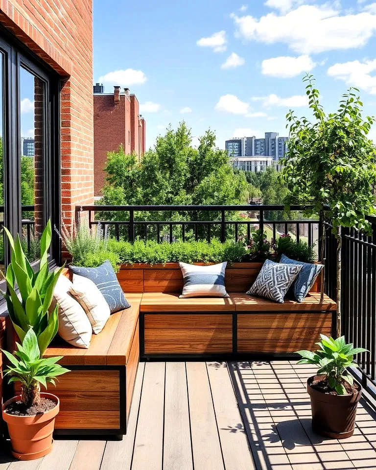 Balcony with built-in bench
