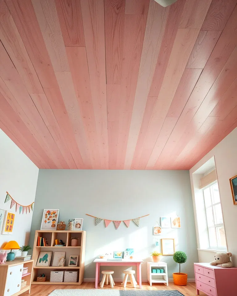 custom painted plywood ceiling