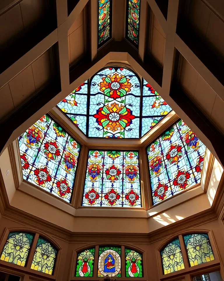 stained glass windows turn vaulted ceilings