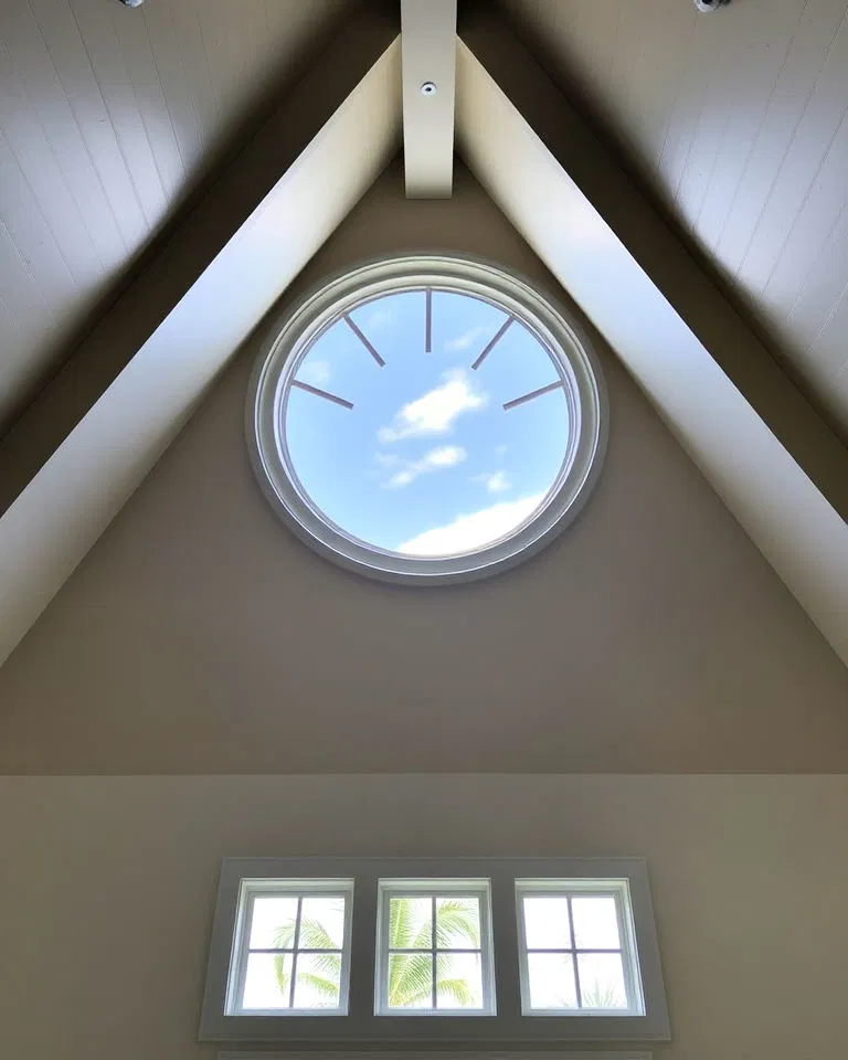 vaulted ceiling round windows