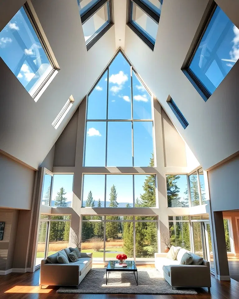 vaulted ceilings floor level windows