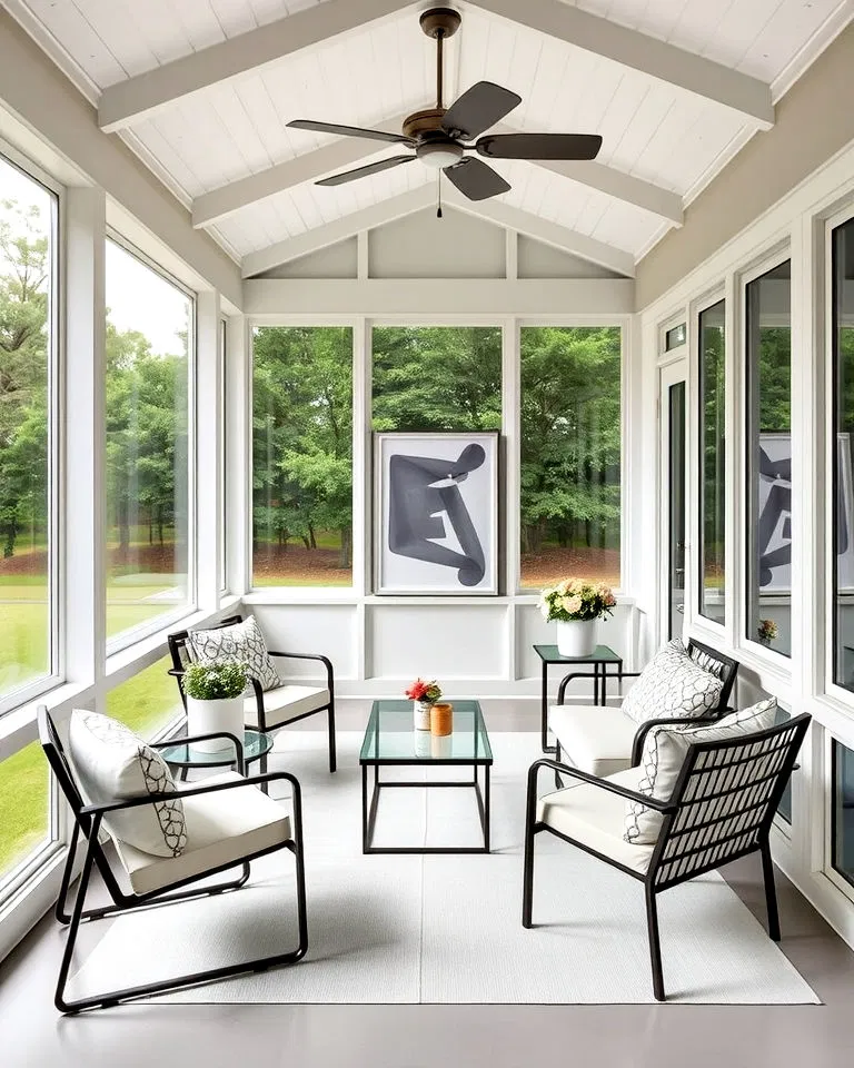 modern minimalist screened in porch