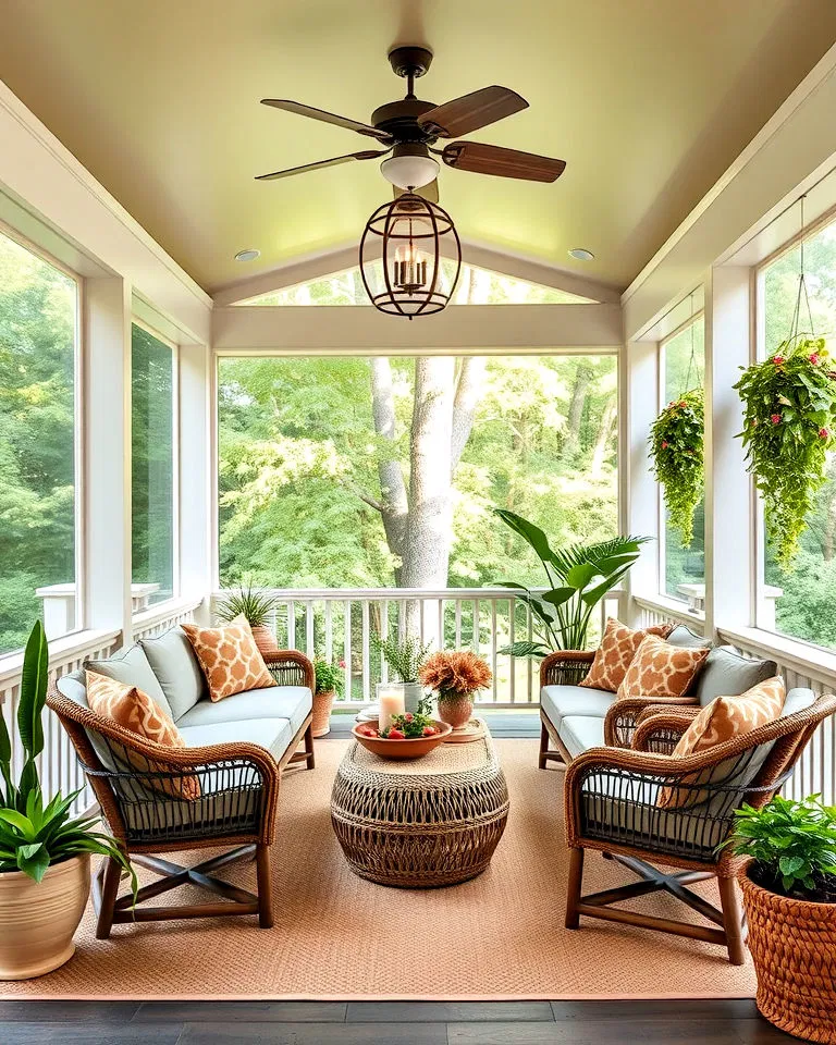 outdoor nature inspired screened in porch