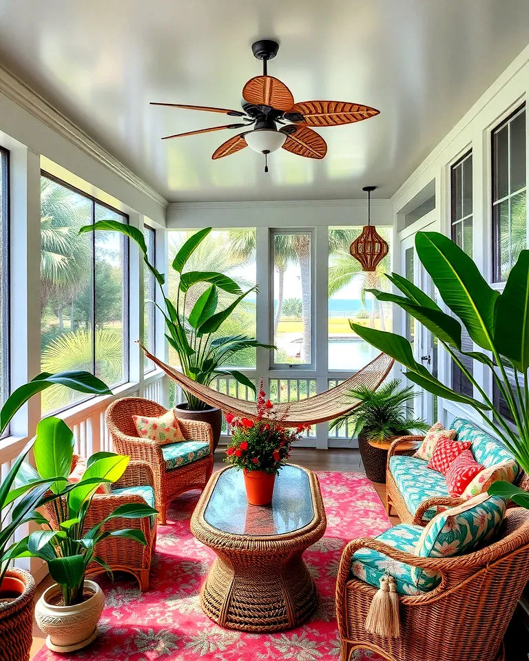 tropical paradise screened in porch