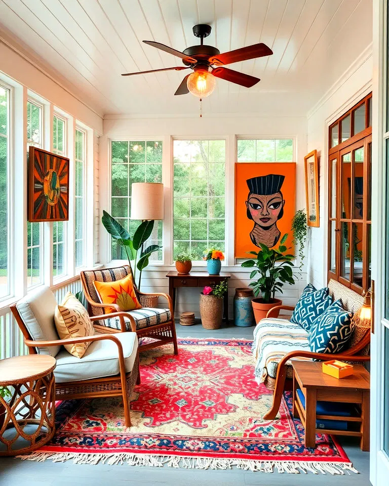 eclectic screened in porch