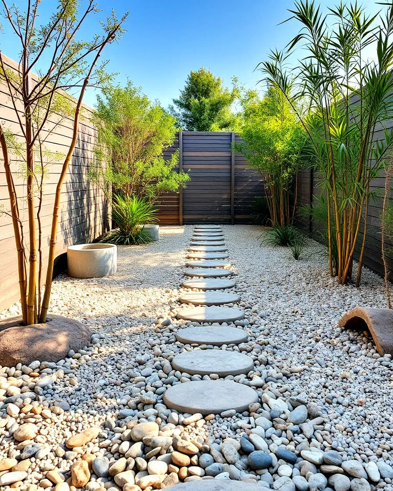 zen garden pathway with mexican beach pebbles