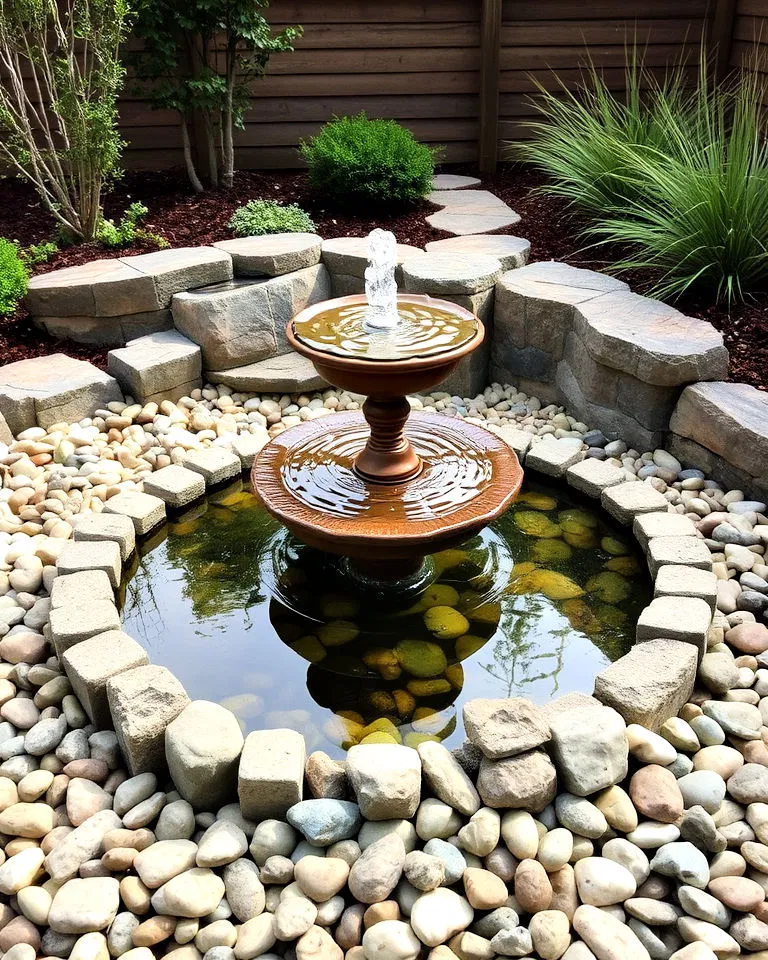sleek water feature mexican beach pebbles