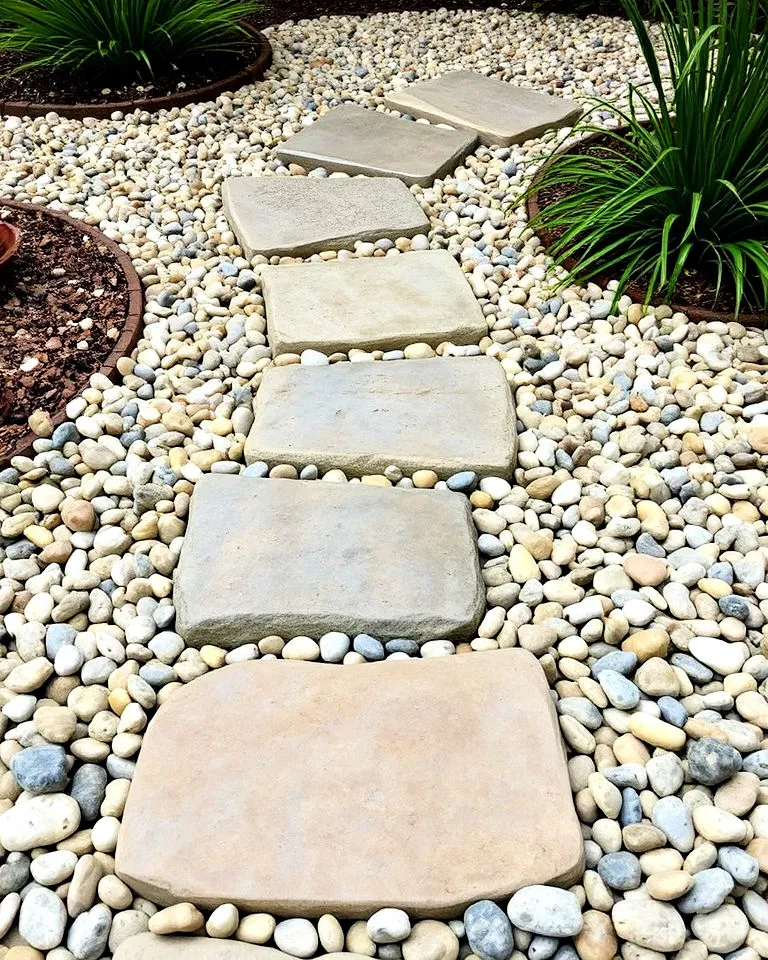 unique pebbles in stepping stones