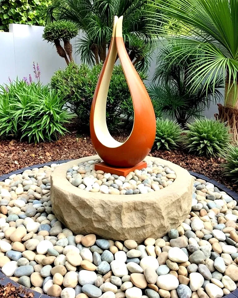 outdoor sculptures with mexican beach pebbles